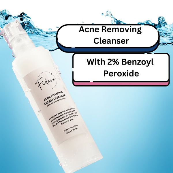 Buy Best Acne Foaming Cream Cleanser with Benzoyl Peroxide Online In Pakistan | Fidara Beauty